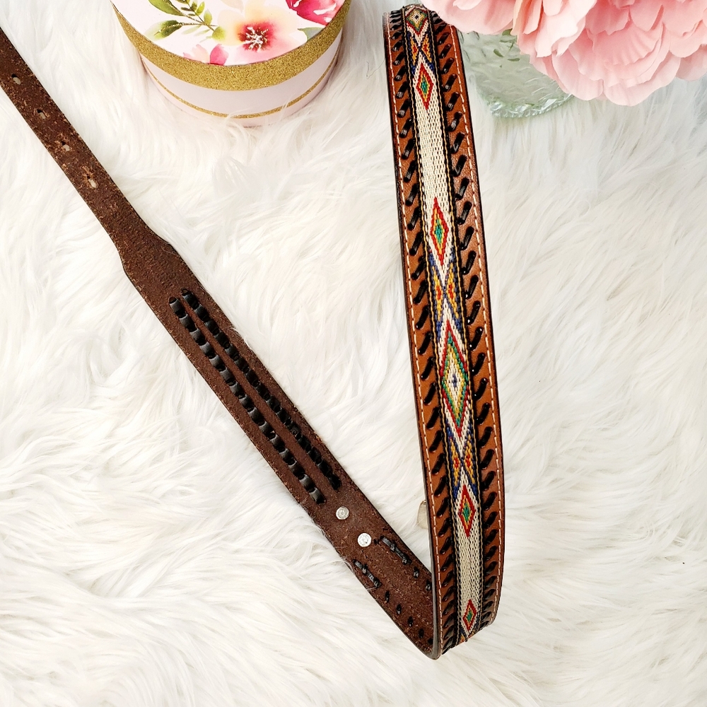 Western brown leather belt